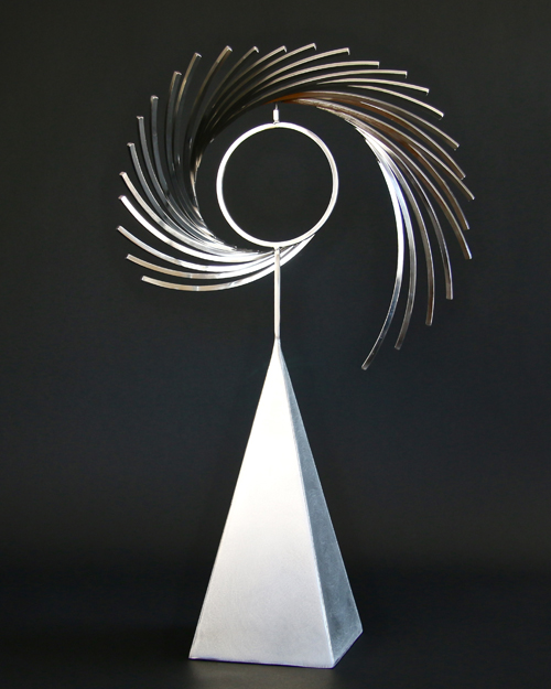 Kinetic sculpture by Amos Robinson "Astral Traveler I" contemporary art stainless steel