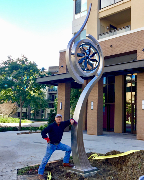 Kinetic art by Amos Robinson Trinity stainless steel contemporary art