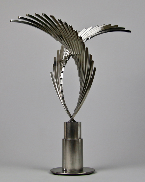 Sculpture by Amos Robinson Crosscurrents stainless steel contemporary art