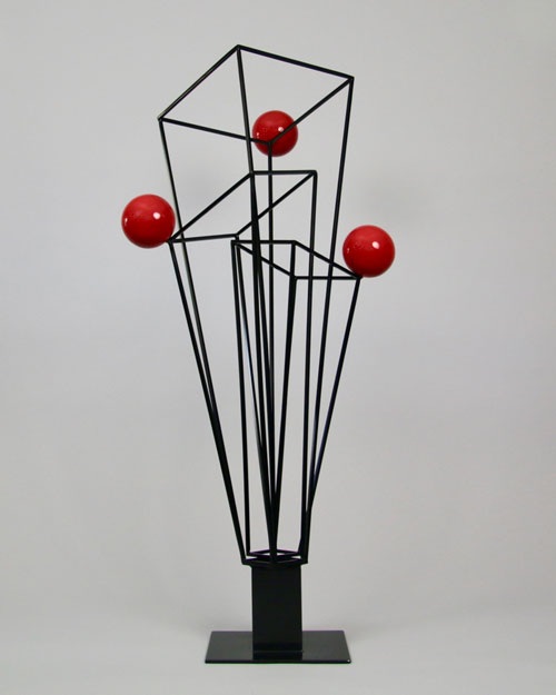 Sculpture by Amos Robinson Prisms+3 stainless steel contemporary art black and red