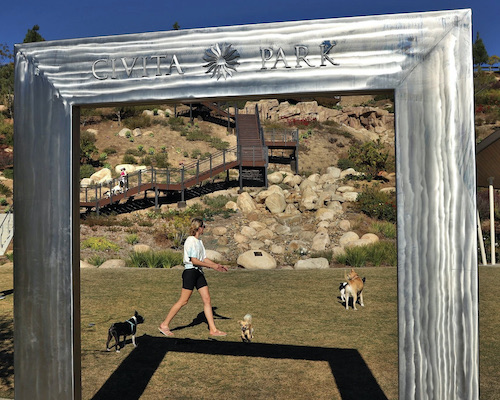 Civita Park amenity by Amos Robinson San Diego artist stainless steel